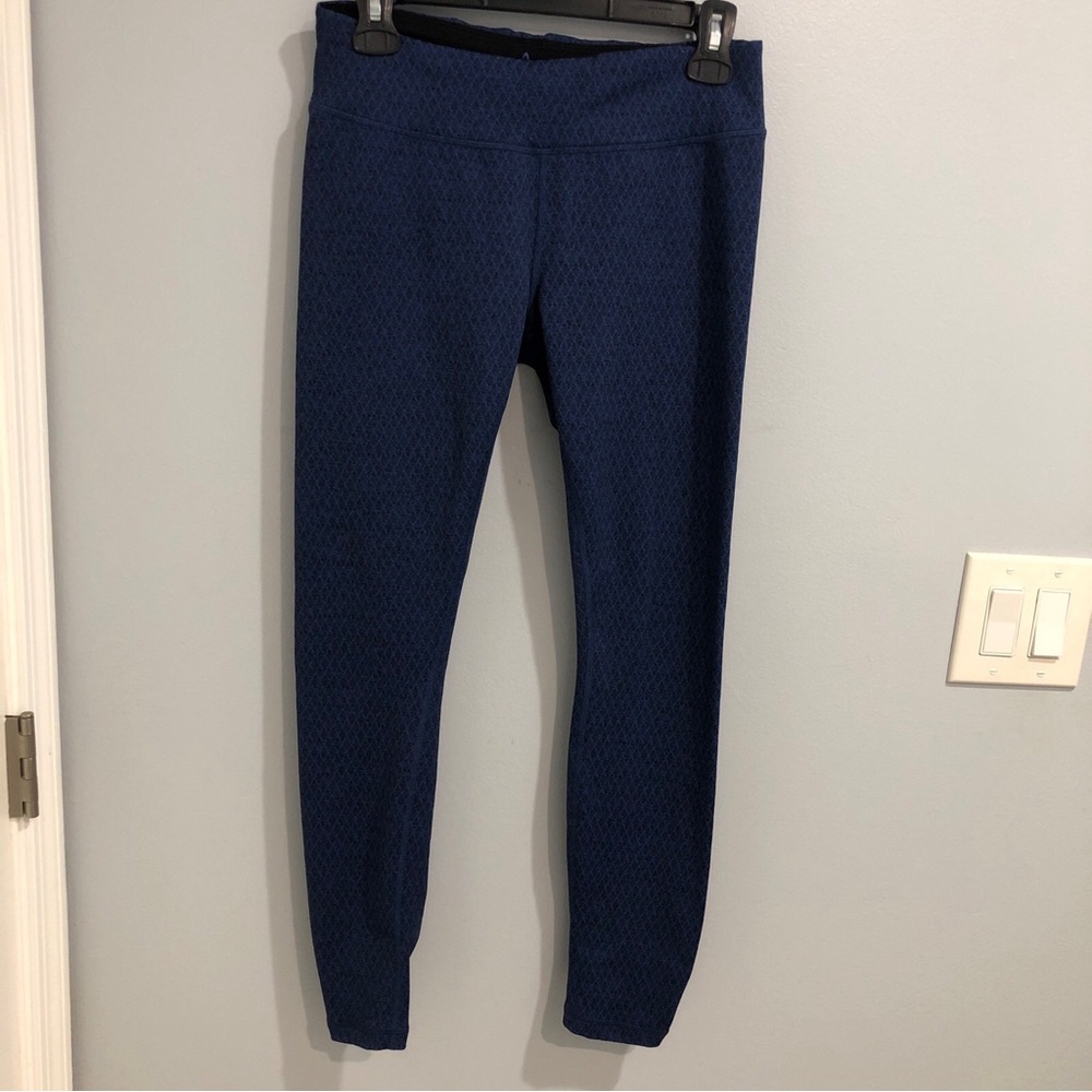 PrAna Women's Blue Patterned Ruched Cuff Leggings BLUE Size Medium